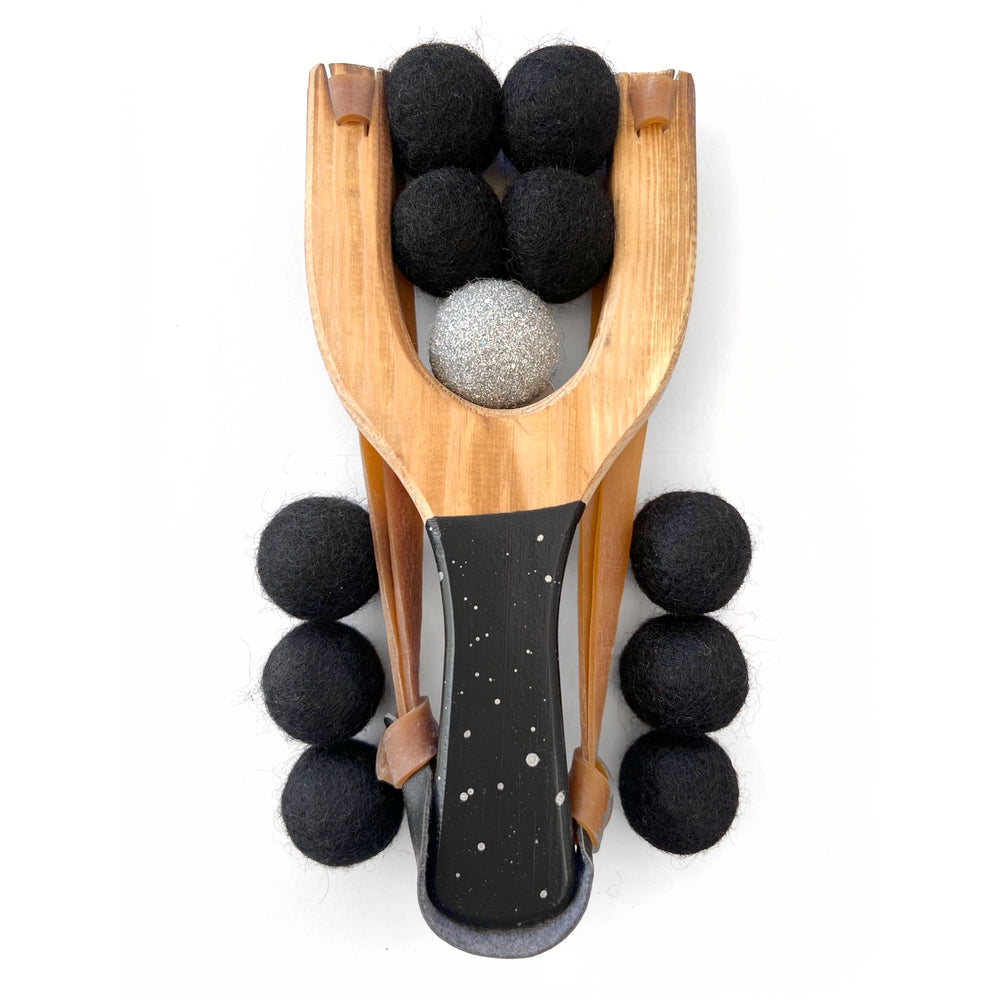 Galaxy Wooden Toy Slingshot with Felt Balls