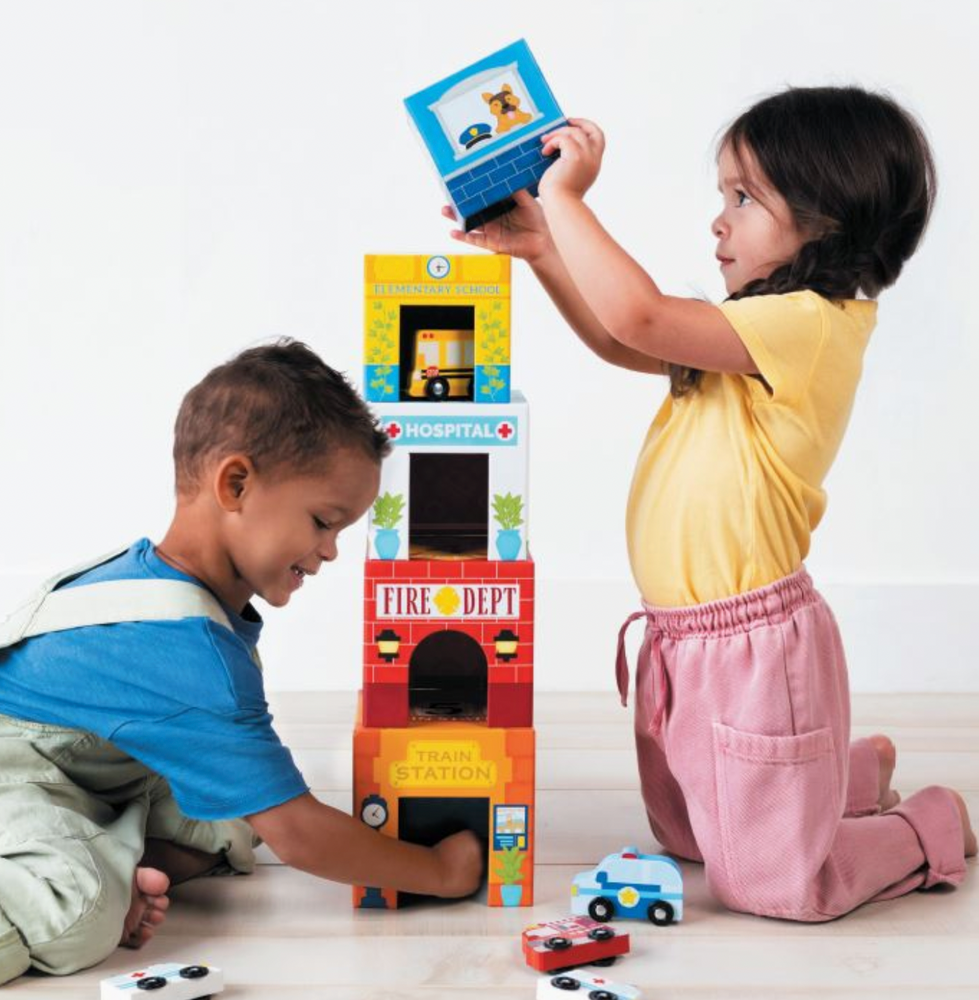 Stackable Nested Cardboard Toys and Cars Set