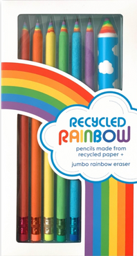 Recycled Rainbow Pencils and Eraser Set