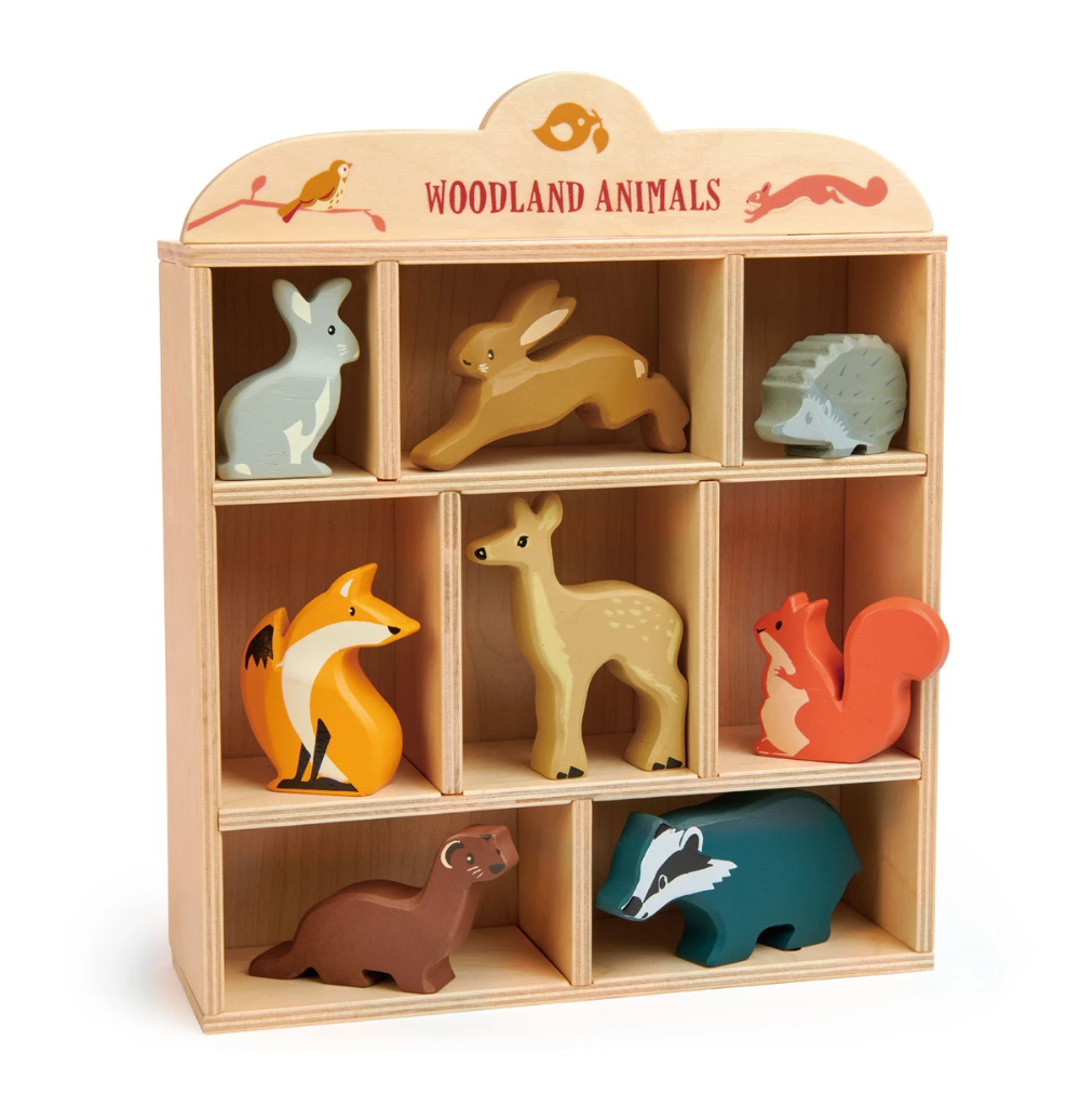 Wooden Animal Set With Display