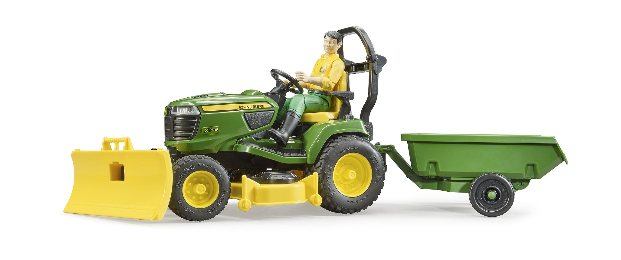 John Deere Lawn Tractor w Trailer and Figure