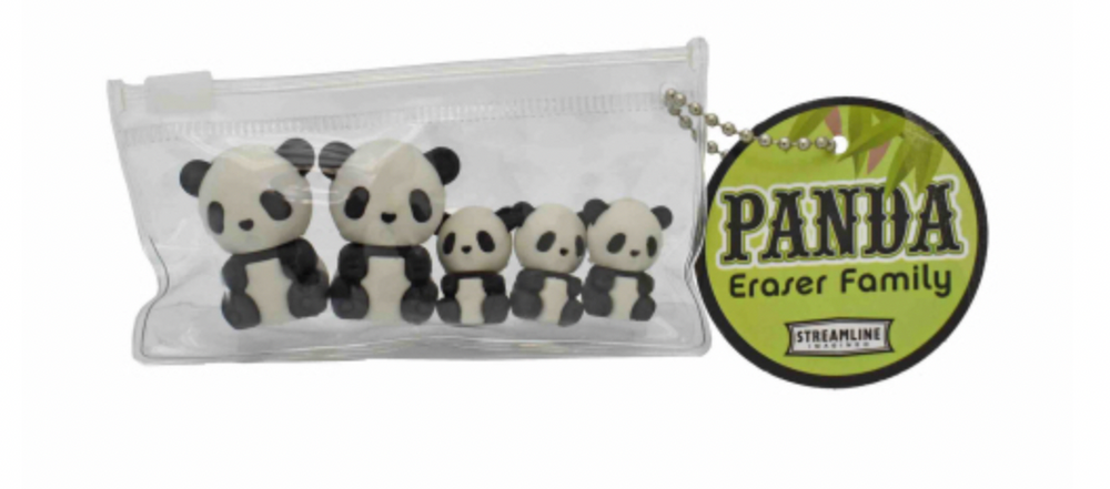 Panda Family Eraser Set