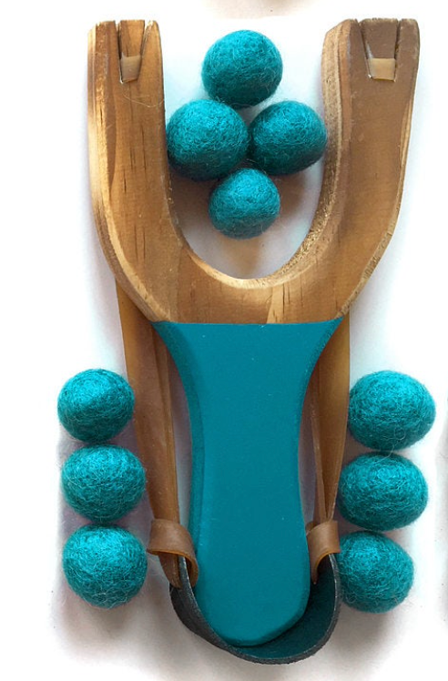 Wooden Toy Slingshot with Felt Balls
