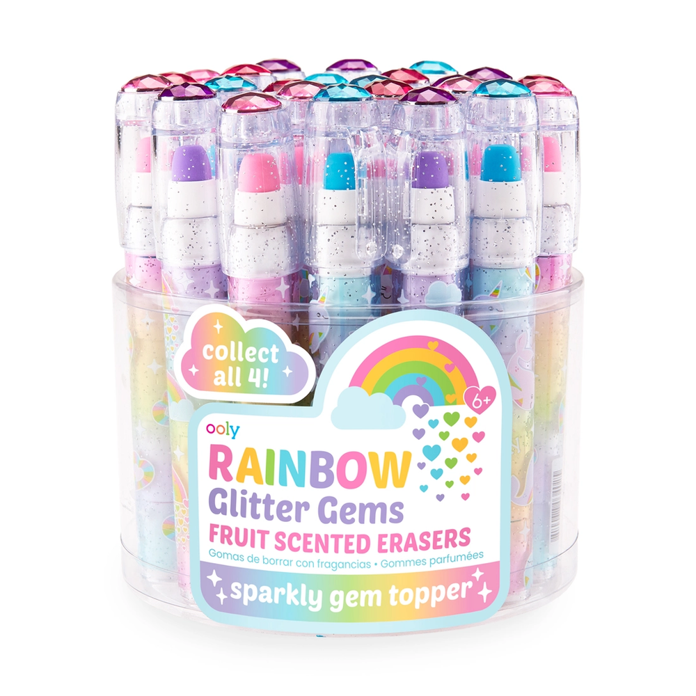 Rainbow Glitter Gem Scented Erasers