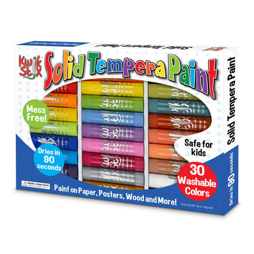 Tempera Paint Sticks 30 Colors Solid Tempera Paint for Kids Super Quick Drying Works Great on Paper Wood Glass Ceramic Canvas